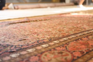 close up of a silk area rug