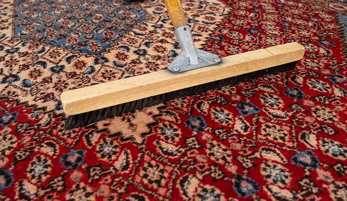 professional rug cleaning with broom brush