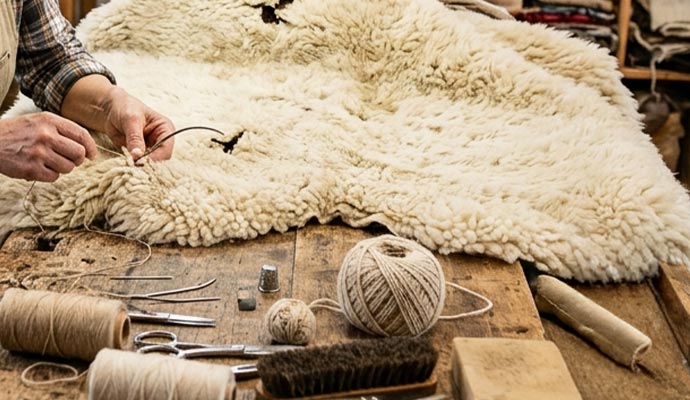 Professional sheepskin rug repairing service