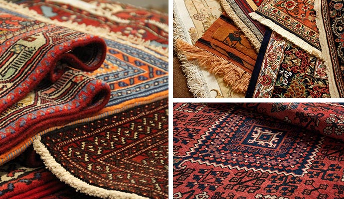 Collage of oriental, persian, and turkish rugs