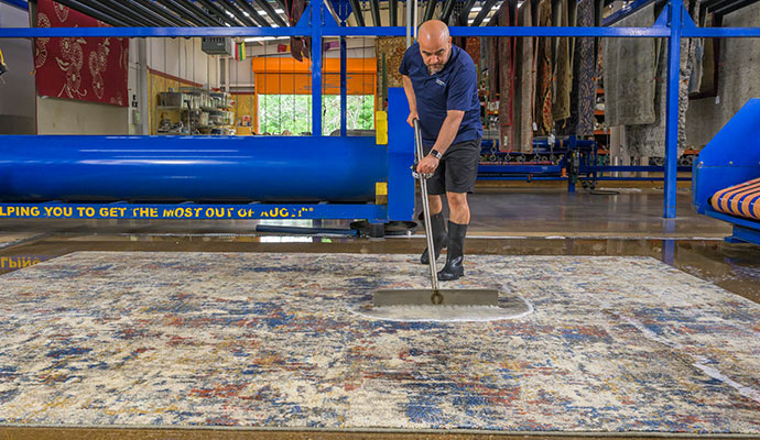 Professional rug wet cleaning