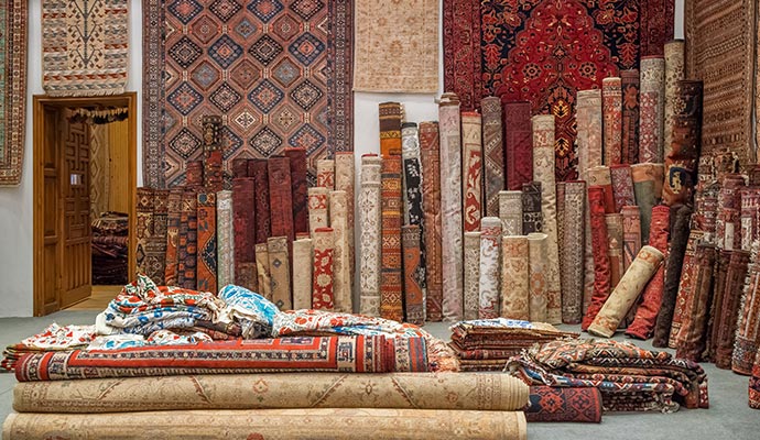 Rugs stored in a storage area