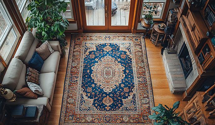 Traditional clean rug in living room
