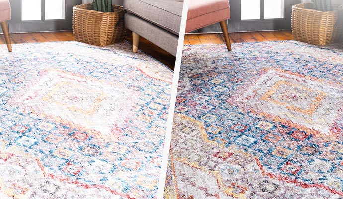Before and after rug cleaning