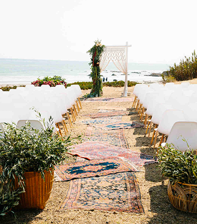 Beach Wedding With Aisle Rugs