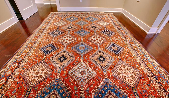 Clean antique rug on floor