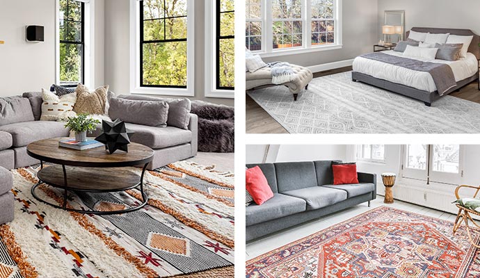 collage of different types of rug cleaning