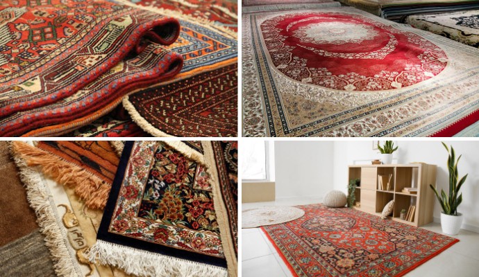 Collage of oriental, persian, silk and turkish rug