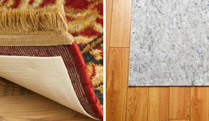 Collage of waterproof and non-slip rug pad