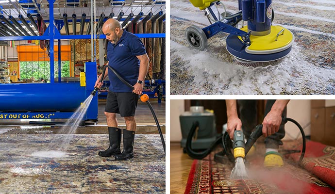 Collage of wet, steam, and deep cleaning