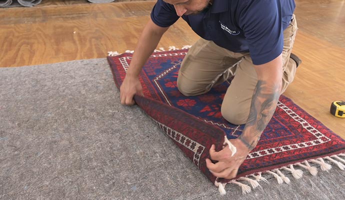 custom rug pad on floor
