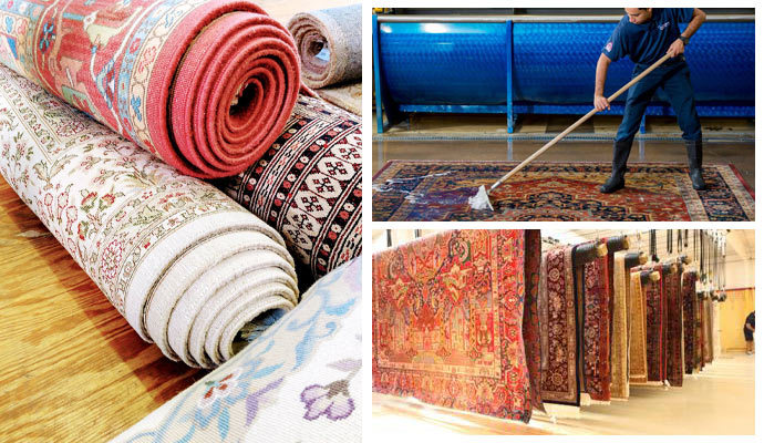 Different types of rug and carpet cleaning processes.