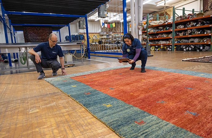 Inspecting rug