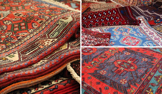 Collage of different types of rugs