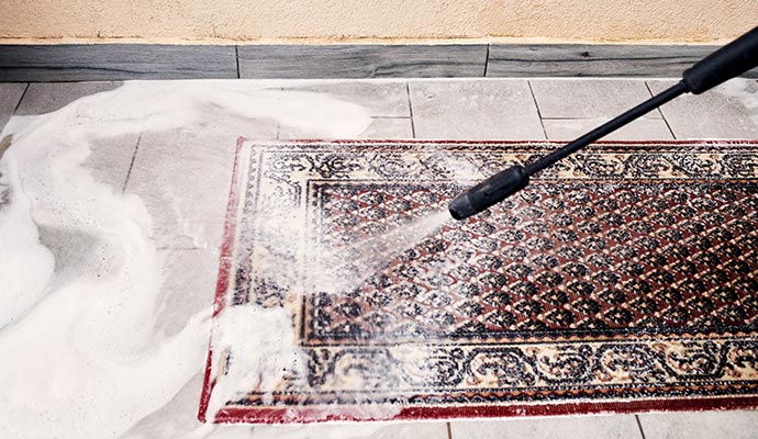 Outdoor rug deep cleaning service