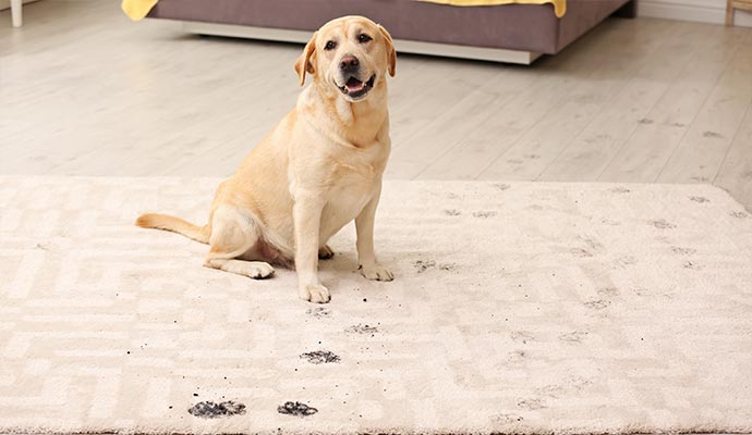 pet on a dirty rug