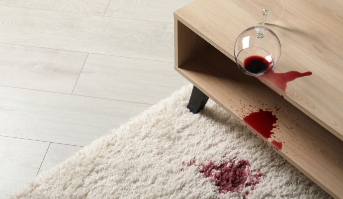 A red wine spill on a carpet