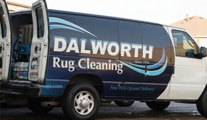 Dalworth Rug Cleaning service vehicle standing on a street