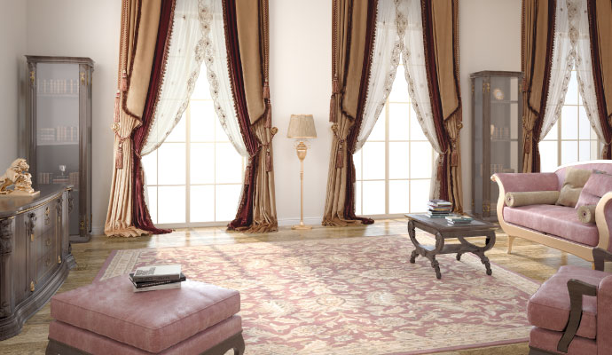 UV-protected rug placed in a modern living room