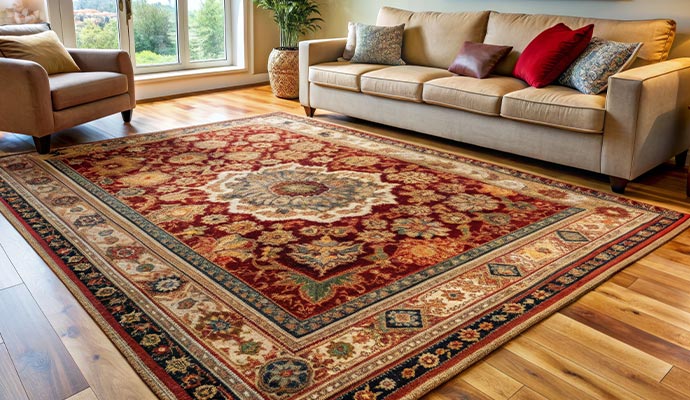 Cleaned rug in a living room