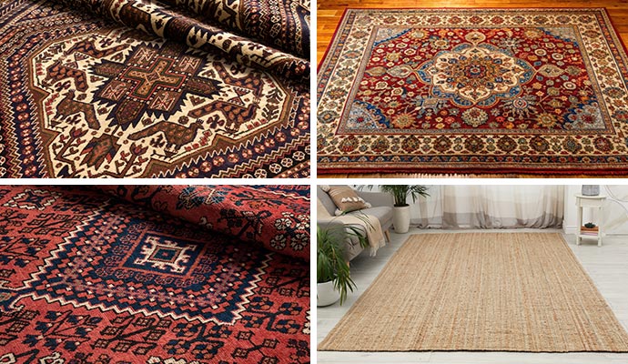 Collage of various types of rugs