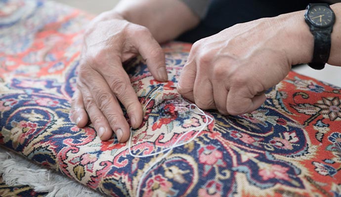 Oriental rug hole repairing