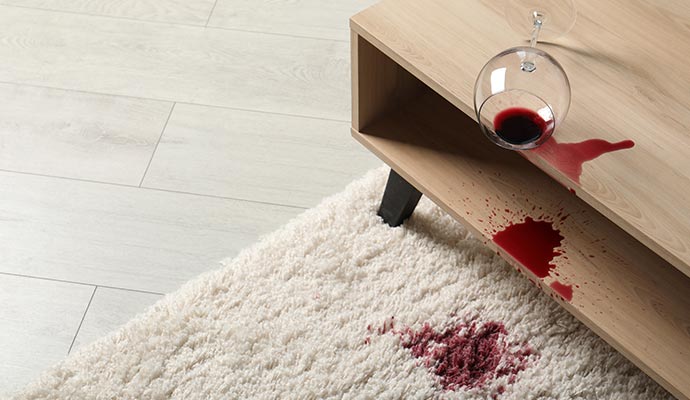 Red wine spill on rugs