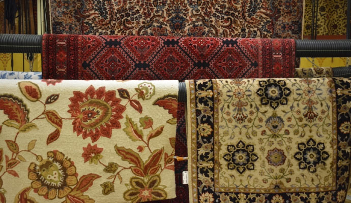 Rugs hanging for drying after cleaning