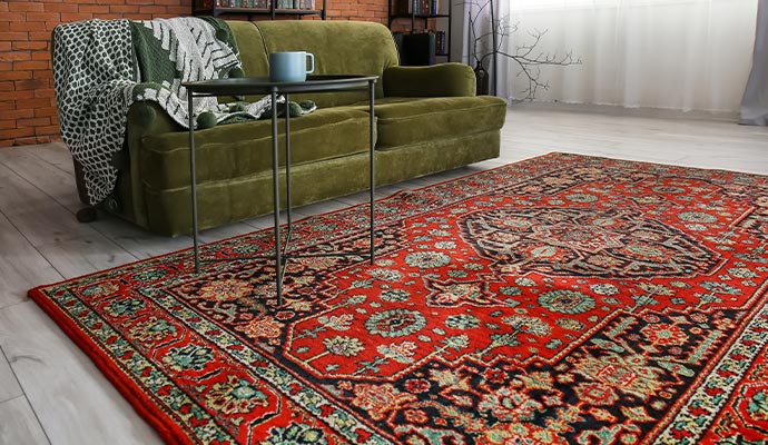 Clean Indian rug in a living room