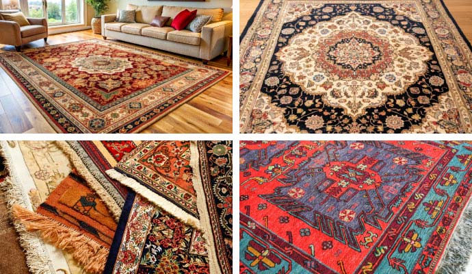 Collage of different types of rugs