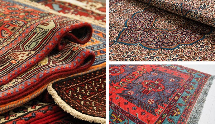 Traditional persian and oriental rugs collage