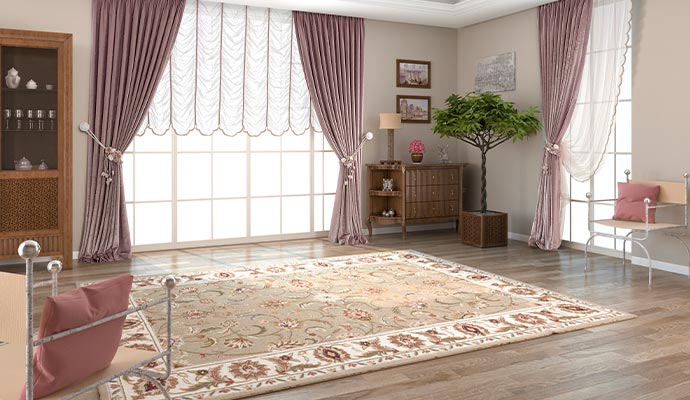 UV protected rug placed on living room floor
