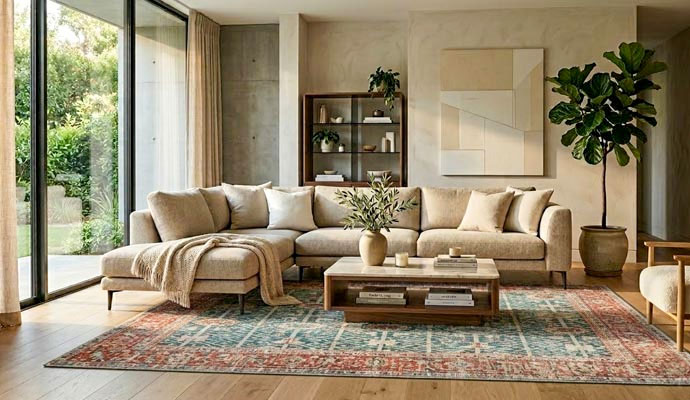 Acrylic rug placed in a living room