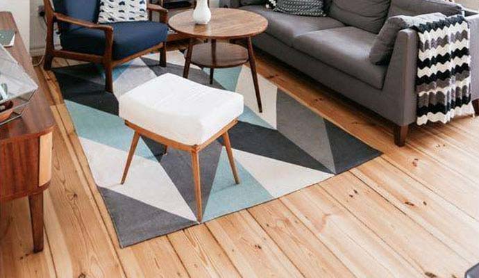 Viscose rug placed ont the floor