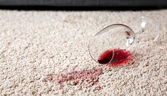 Wine stain on rug
